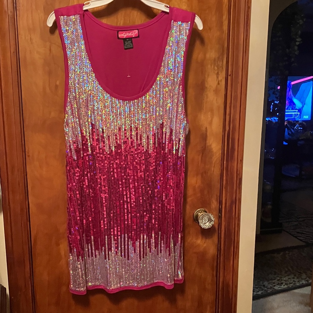 Simply Irresistible Pink and Silver Sequin Tank Top